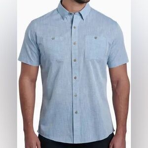 NWT Kuhl Men’s Sz Small Karib SS Button Down Shirt in Horizon Blue